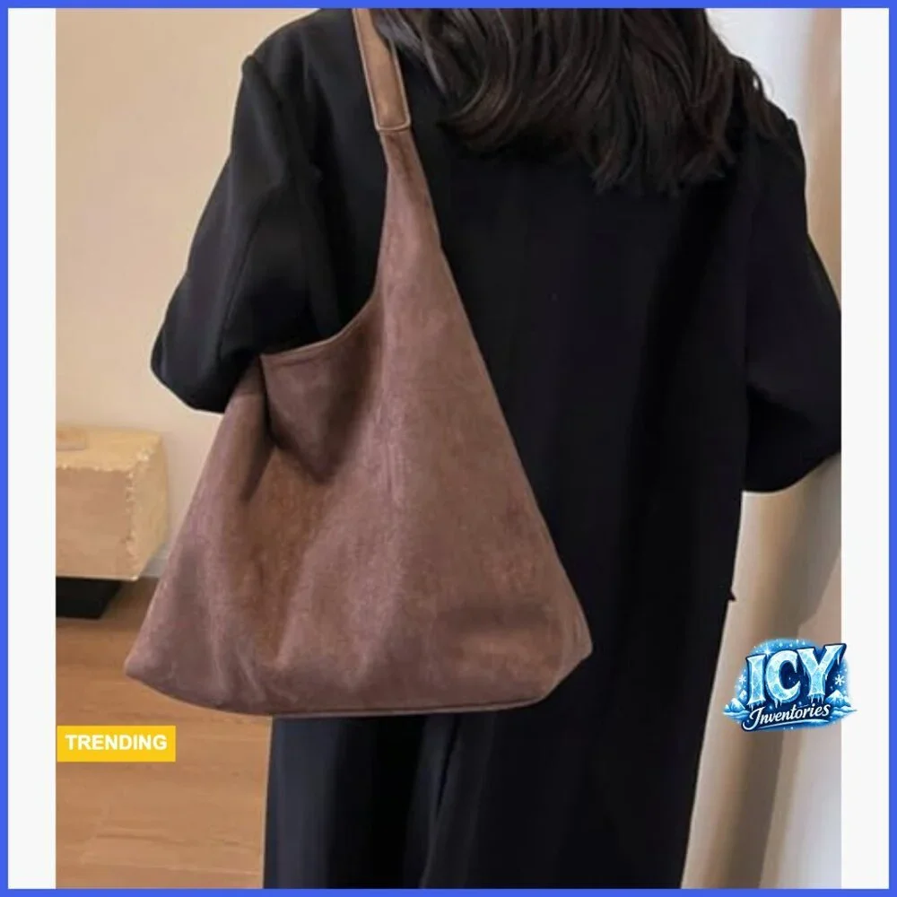 Faux Suede Leather Hobo Shoulder Bag Large Tote Purse